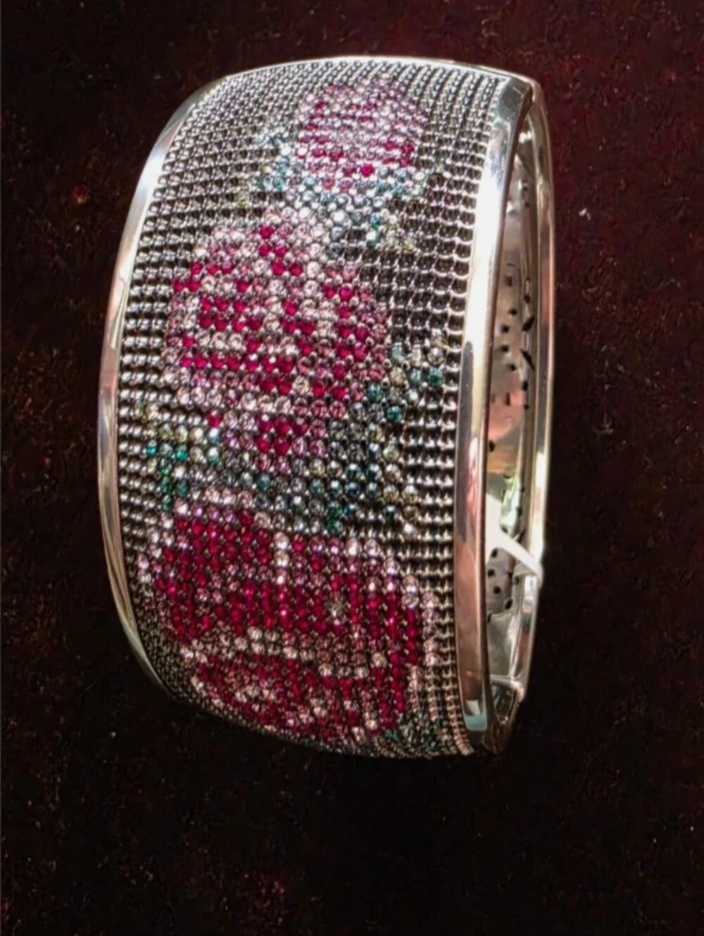 New Brighton Victorian Rose hinged bracelet bangle with 635 crystals $198